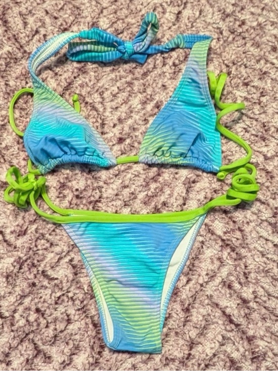 rio de sol Other - Blue & Lime Gradient String Bikini - Women Swim